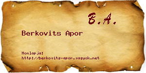 Berkovits Apor névjegykártya